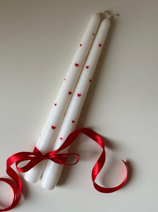 2 Candele con cuoricini